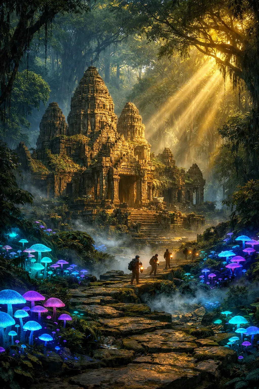 AI Recreated output for Fantasy Landscape Image to Prompt Example generated by Midjourney